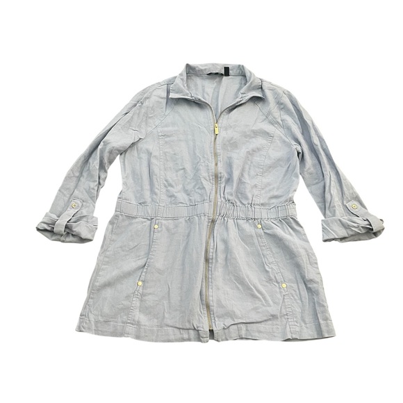 Ellen Tracy Light blue Utility Jacket Linen Blend Medium - Picture 1 of 7